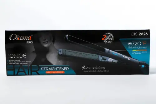 مكواة تمليس الشعر بالسيراميك والأيونات من اوكيما - موديل OK-2626
