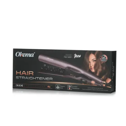 okima-titanium-hair-straightener-ok-2042 مكواة ومملّس الشعر بألواح التيتانيوم الاحترافية من اوكيما - موديل OK-2042
